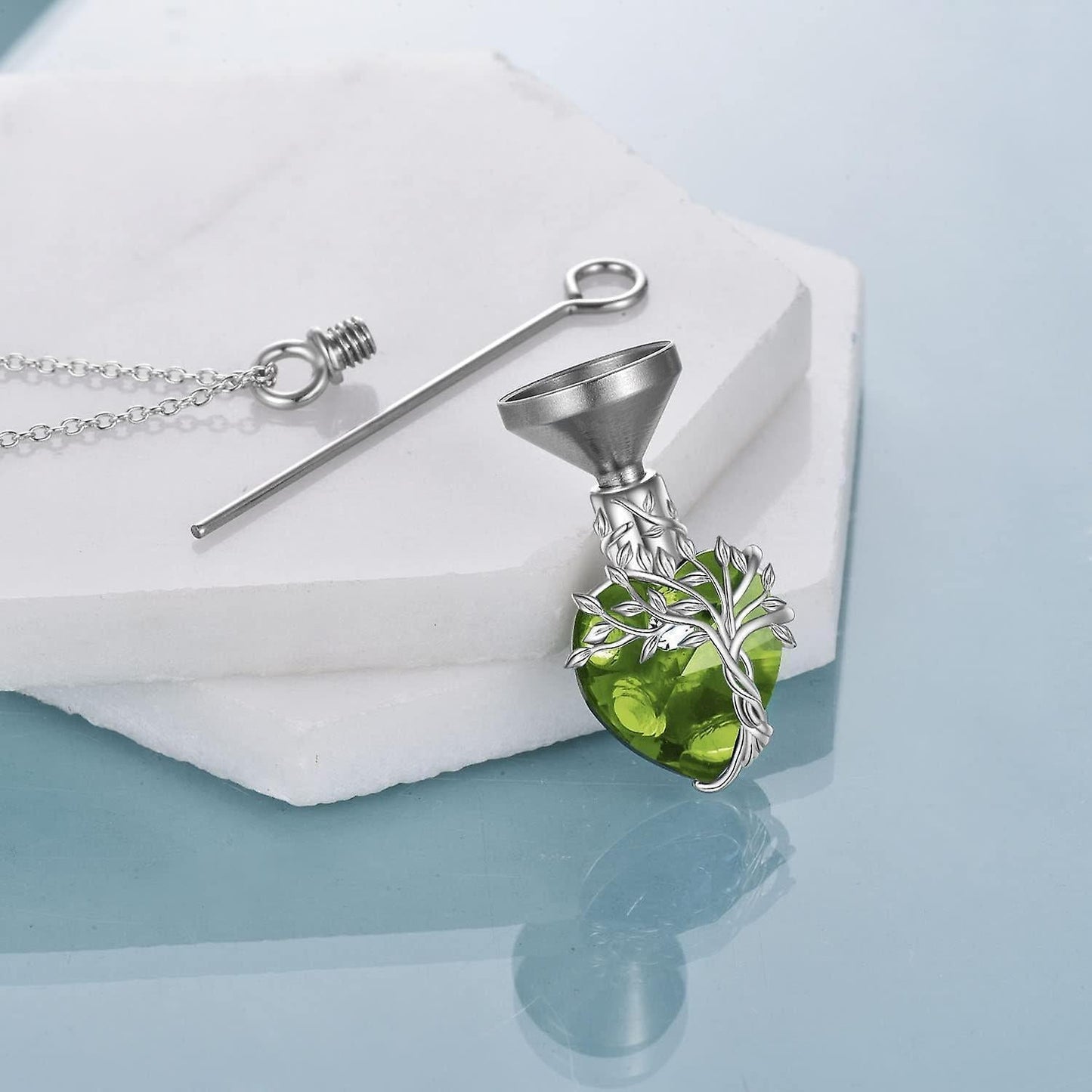 Heart Tree Of Life Urn Necklace For Ashes Sterling Silver Cremation Jewelry With Crystal W/funnel Filler Memorial Jewelry Gifts For Women Girls