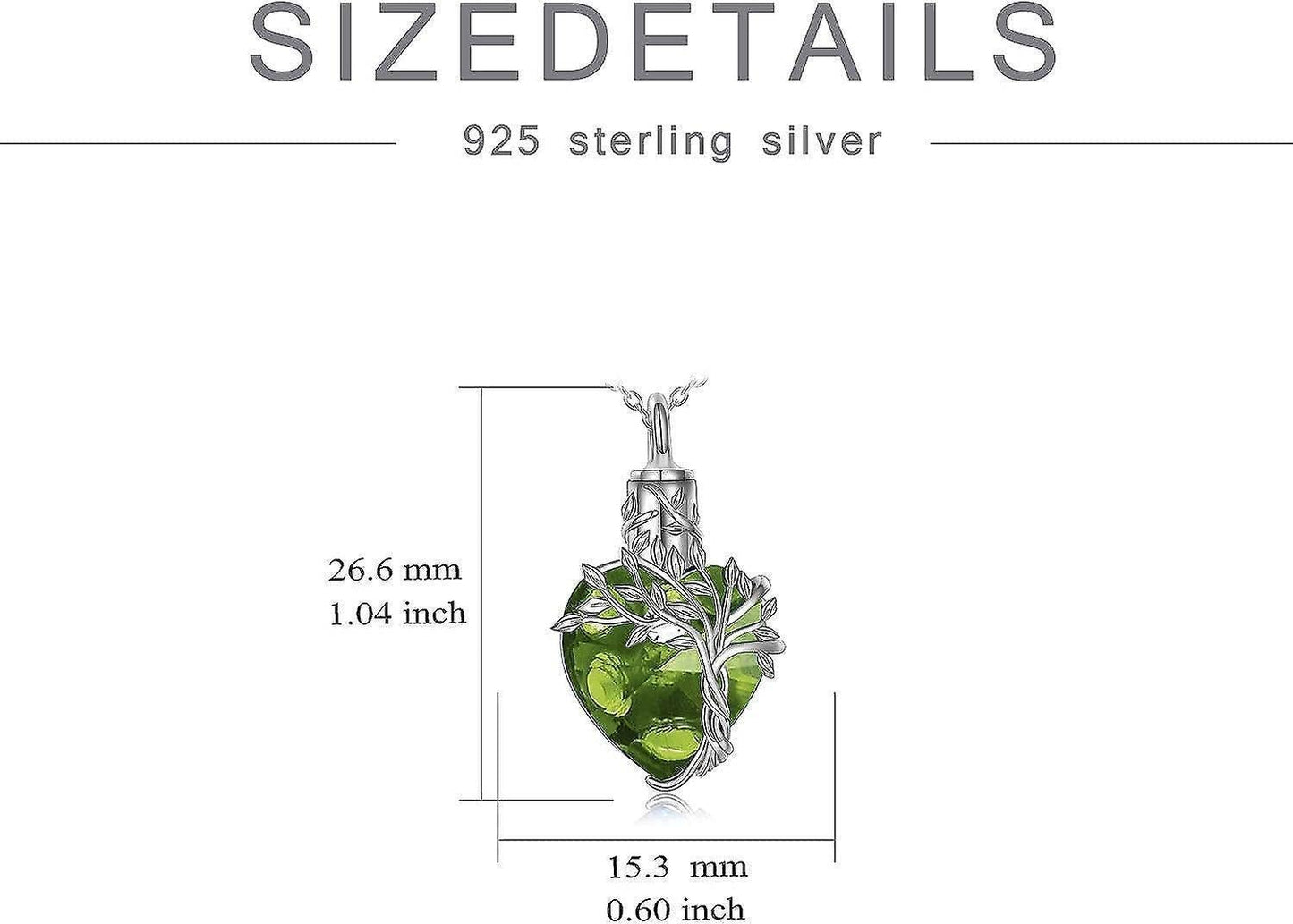 Heart Tree Of Life Urn Necklace For Ashes Sterling Silver Cremation Jewelry With Crystal W/funnel Filler Memorial Jewelry Gifts For Women Girls