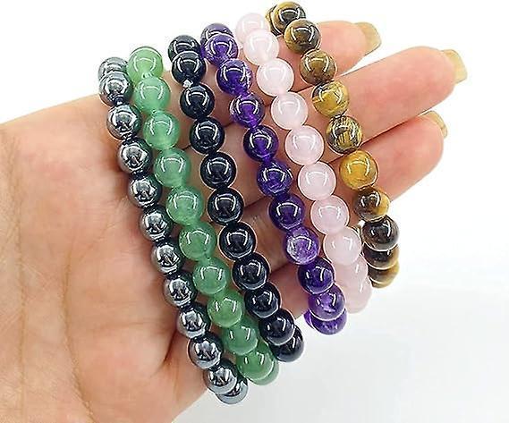 Men Women 8mm Natural Stone Bead Stretch Bracelet Healing Crystal Gemstone Beaded Bracelets