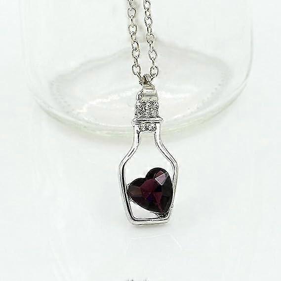 Necklaces for Women Pendant Fashion Jewelry Valentine Gift Necklace Minimalistic Alloy Heart-shaped Faux Crystal Bottle Choker Beaded Necklace Set Gif