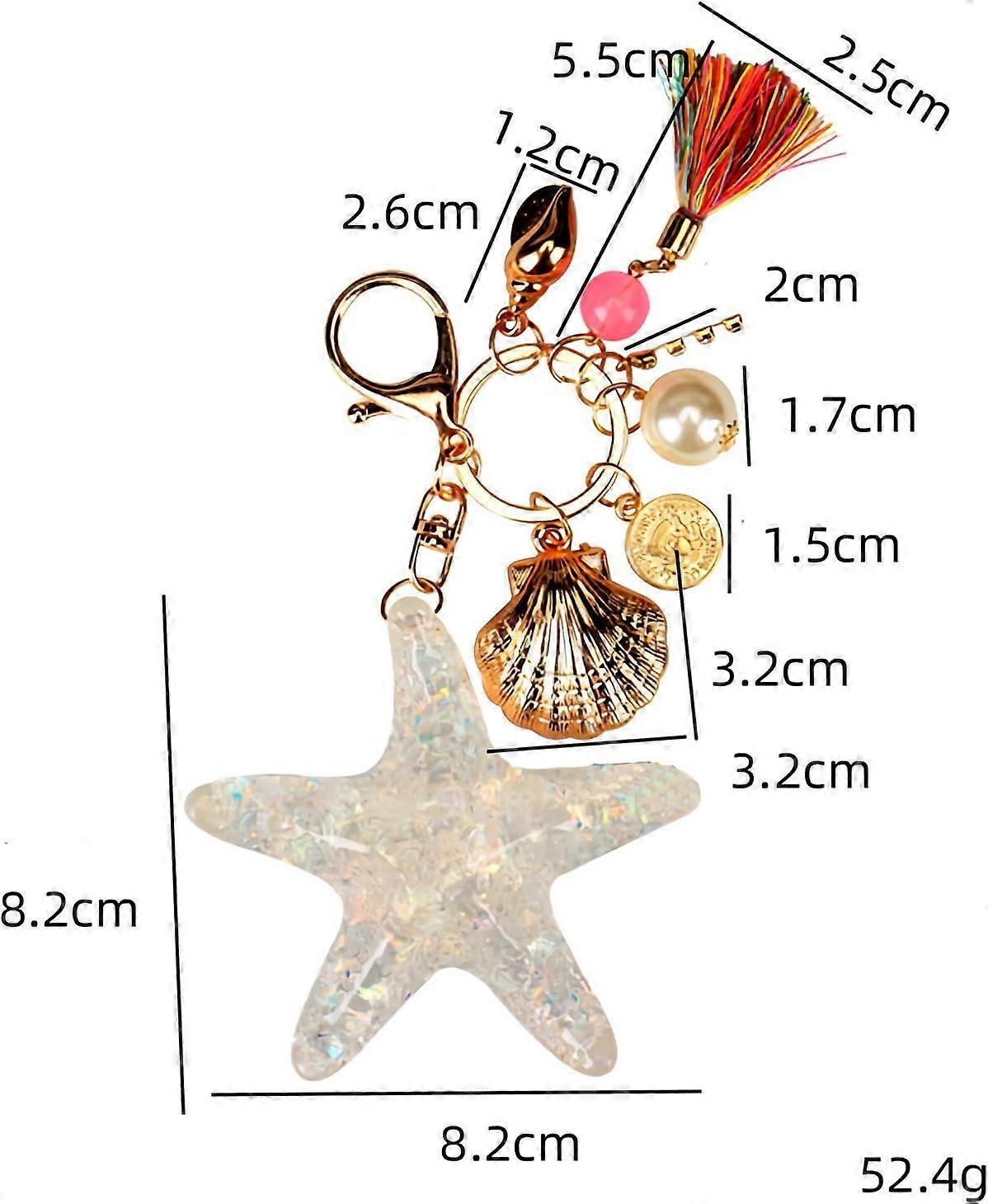 Silver Cross Rhinestone Keychain Charm Pendant Purse Bag Crystal Key Holder Arts Craft Pendant Inspiration Key Ring (starfish & shell)