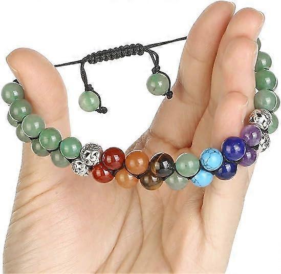 Top Plaza Bead Chakra Bracelet 7 Chakras Healing Crystals Bracelet Yoga Stone Beads Bracelets Meditation Relax Anxiety Bangle for Womens Mens