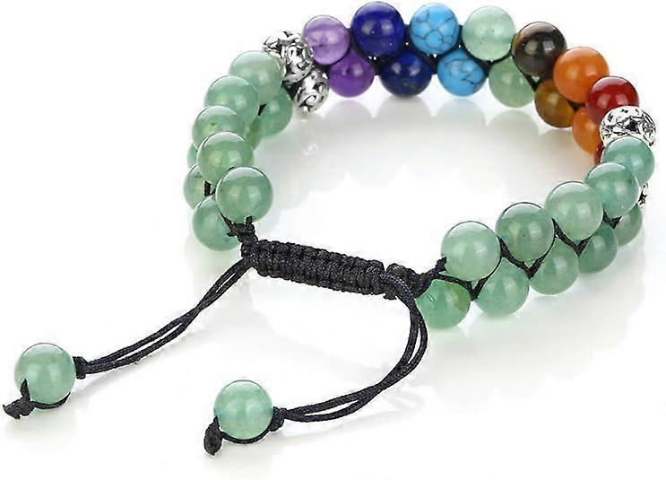 Top Plaza Bead Chakra Bracelet 7 Chakras Healing Crystals Bracelet Yoga Stone Beads Bracelets Meditation Relax Anxiety Bangle for Womens Mens