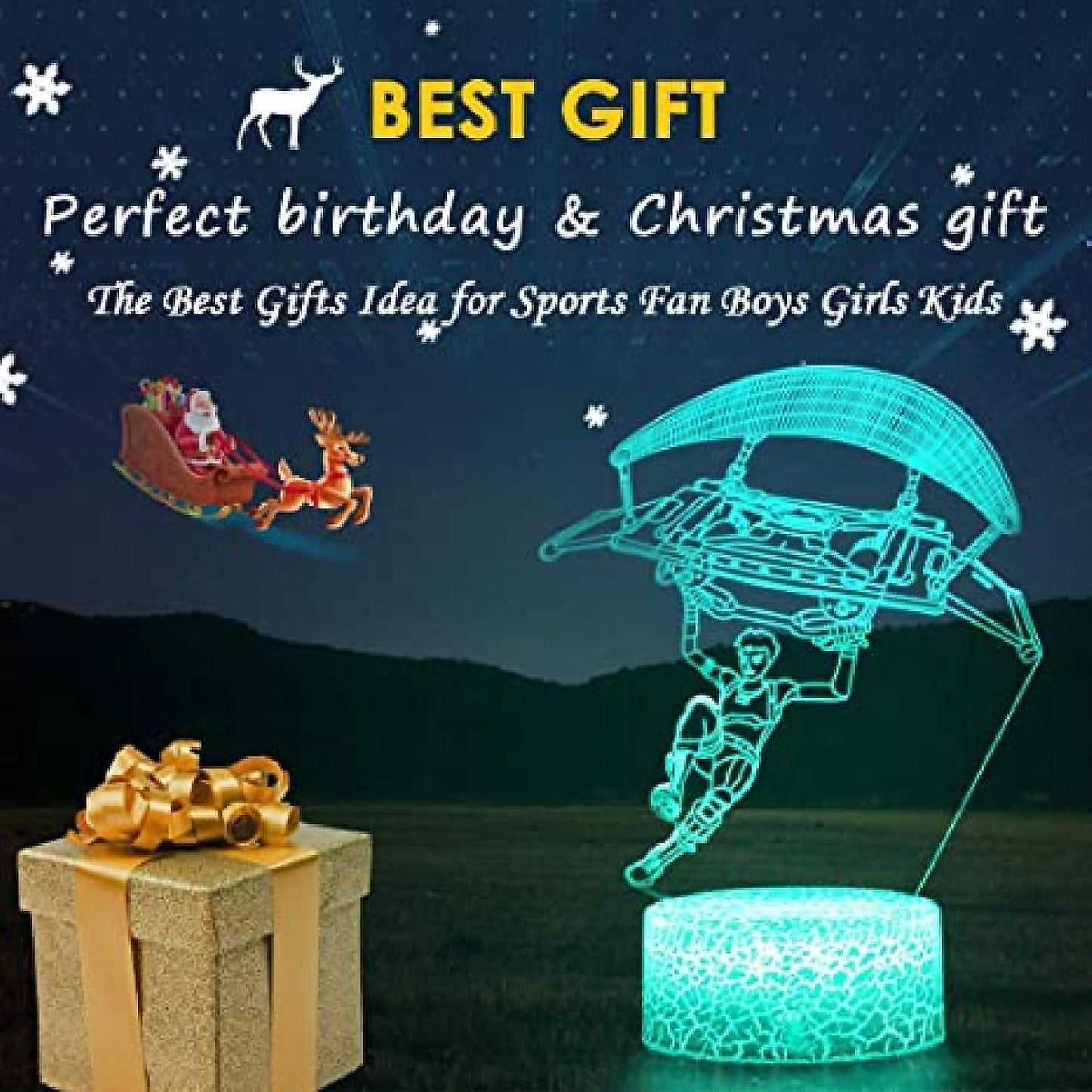3D Illusion Night Light Paragliding Lamp with Remo