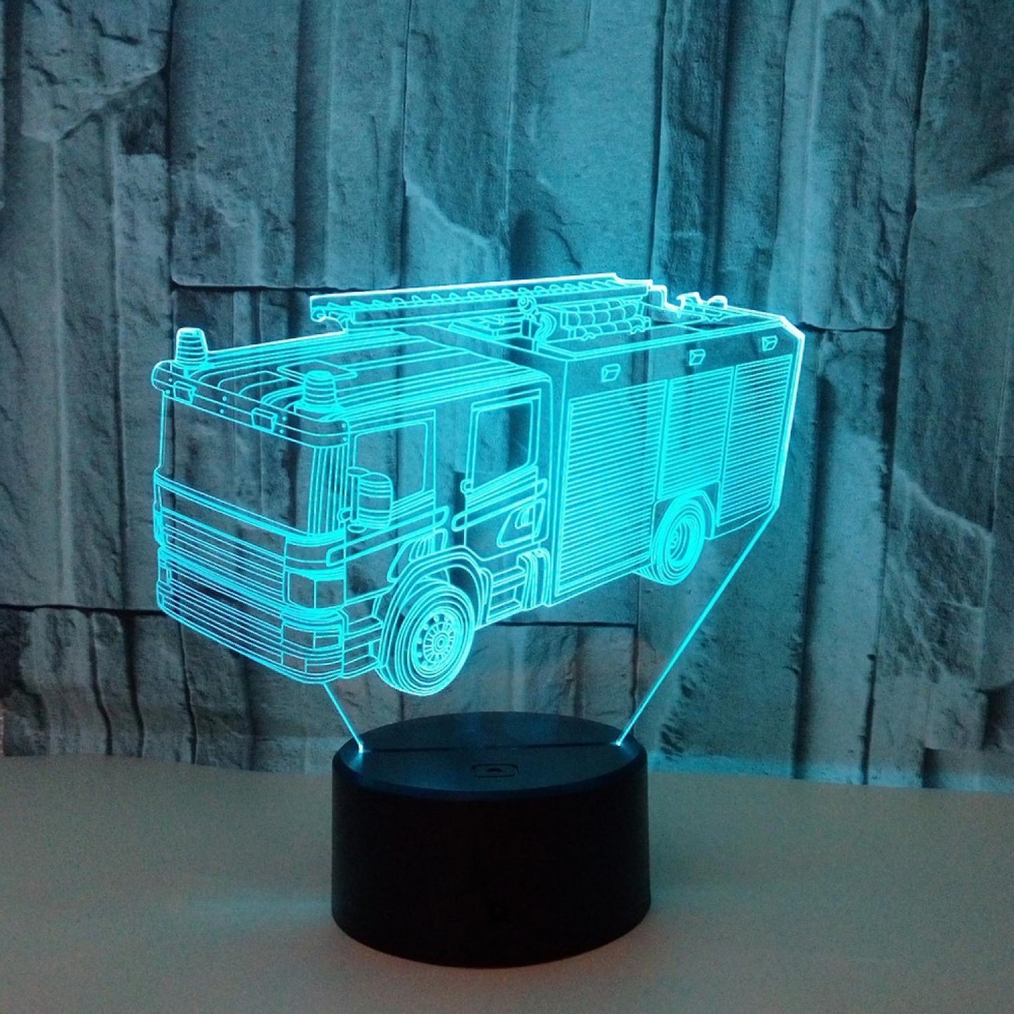 3D Night Light Fire Fighting Illusion Lamp with Re