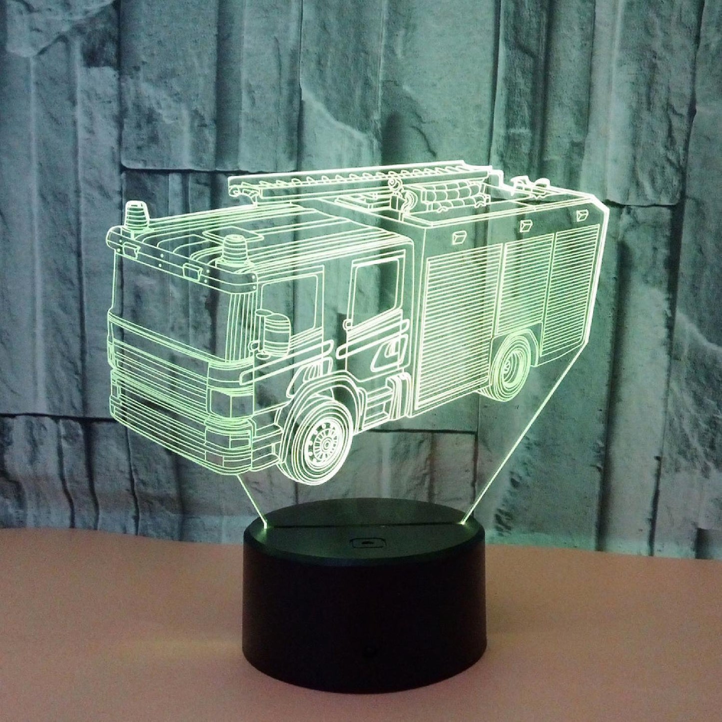 3D Night Light Fire Fighting Illusion Lamp with Re