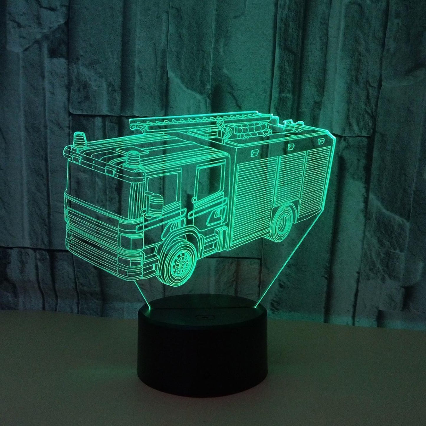 3D Night Light Fire Fighting Illusion Lamp with Re