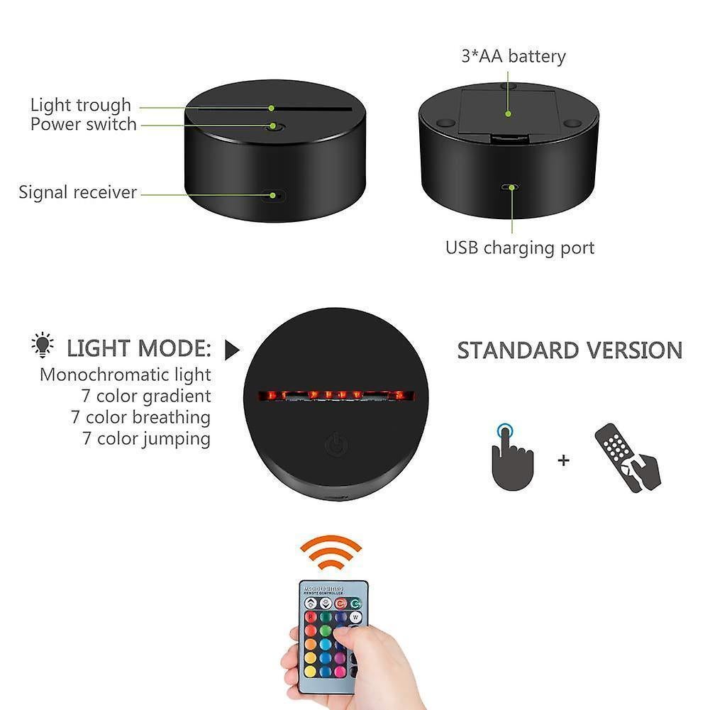 3D Optical Illusion Night Light 7 LED Color Changi