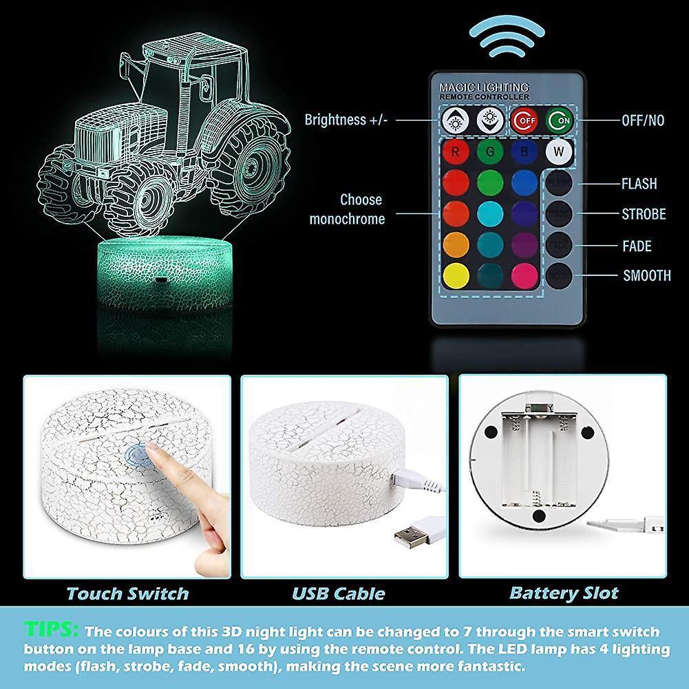 3D Led Night Light Optical Illusion Lamp With 16 Colors Change And Smart Touch