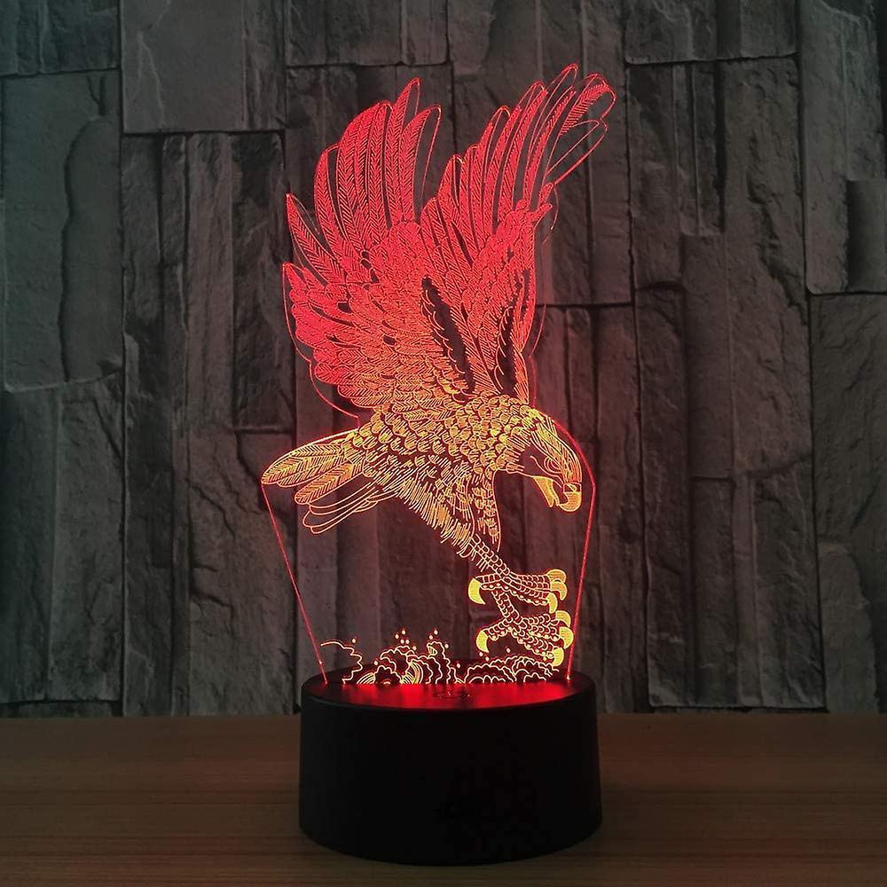 Optical Illusion 3D Eagle Night Light 16 Colors Changing Remote Control USB Touch Switch Gift