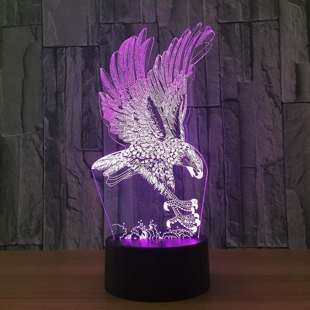Optical Illusion 3D Eagle Night Light 16 Colors Changing Remote Control USB Touch Switch Gift
