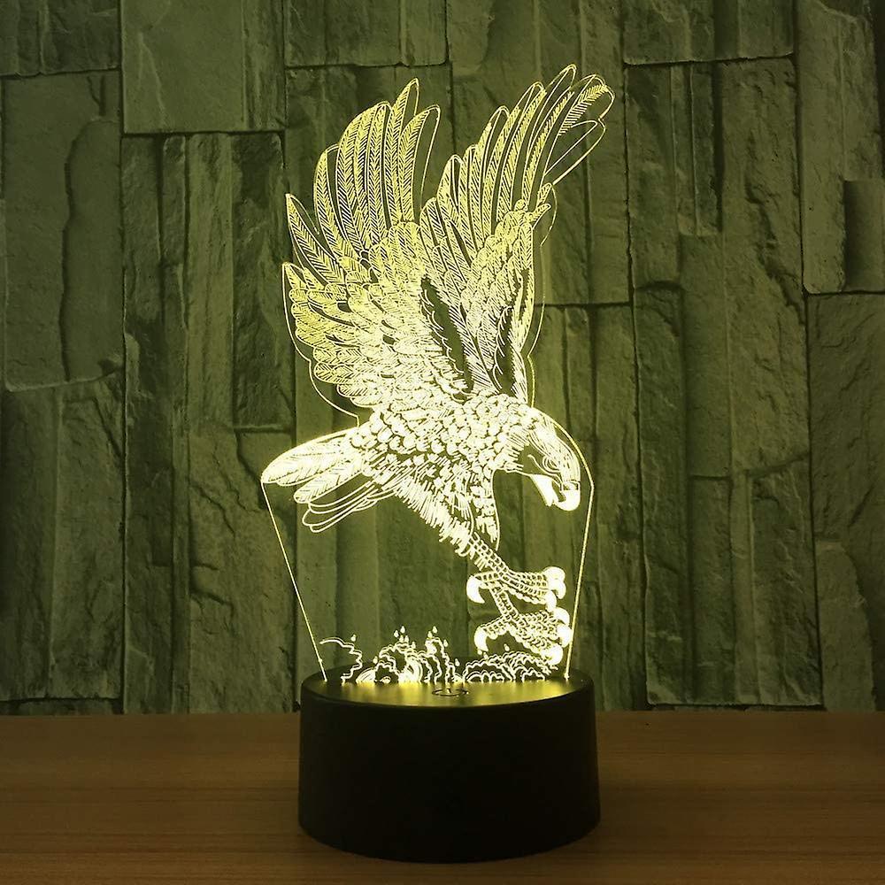 Optical Illusion 3D Eagle Night Light 16 Colors Changing Remote Control USB Touch Switch Gift