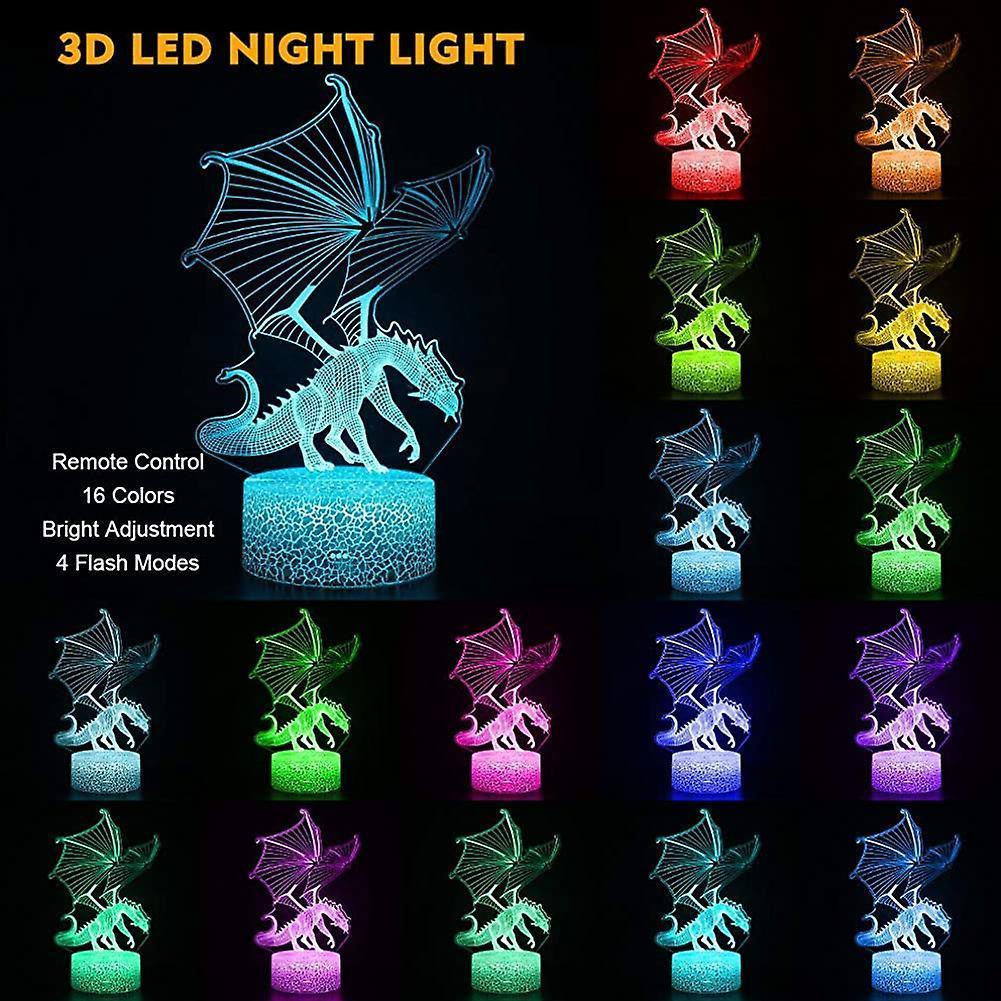 Dragon Lamp. Flying Dragon Night Light. Remote Control & 16 Colors Illusion