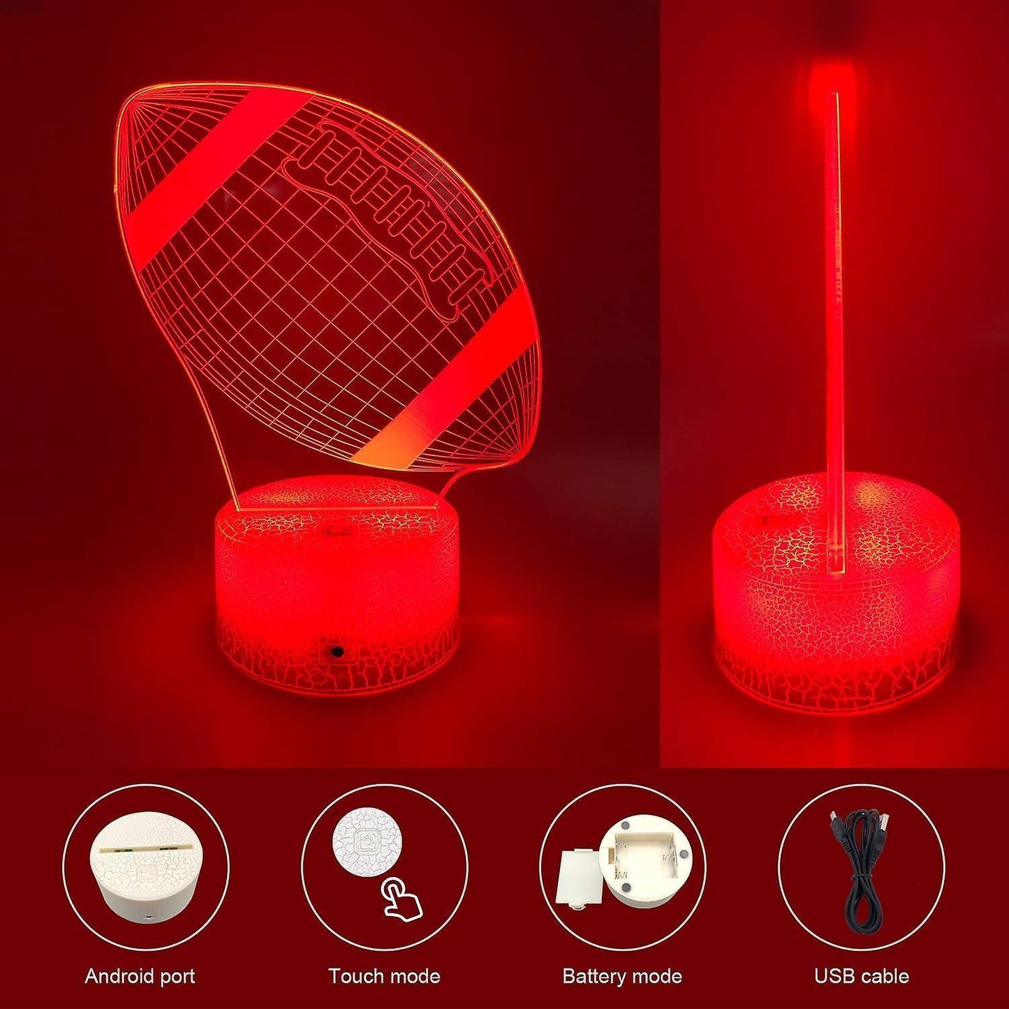 Football Night Lights For babies - 3D Led Illusion Lamp With Touch & Remote Control