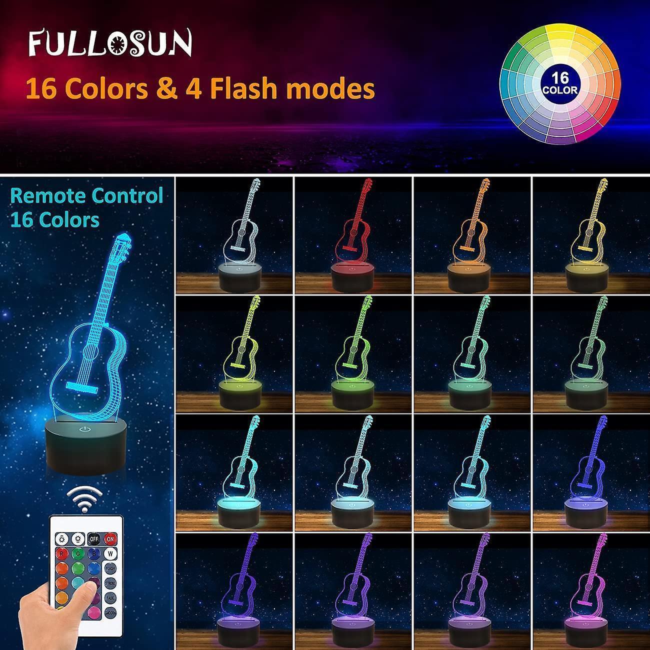 3D Night Light Guitar Gifts for Music Lovers, 3D Illusion Lamp with Remote Gift