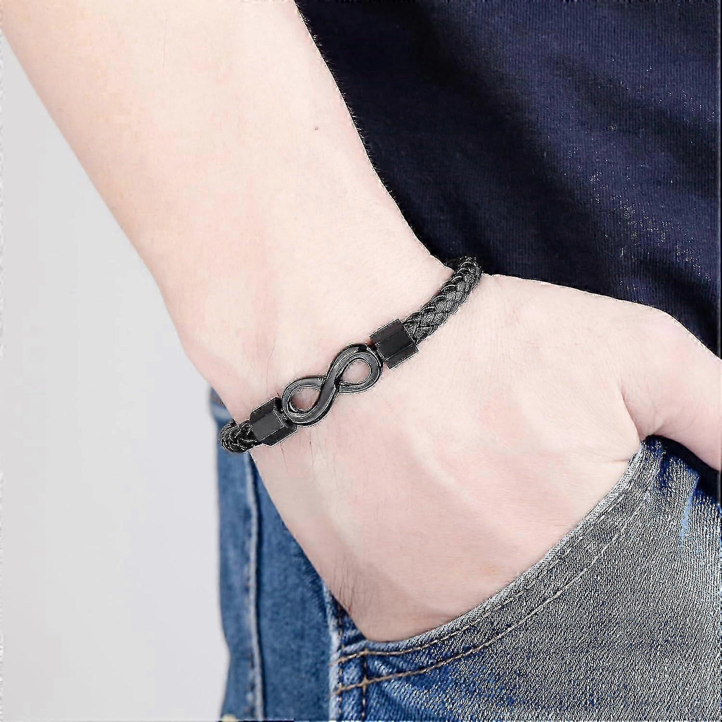 To My Man, Infinity Leather Bracelet Husband Gifts From Wife I Love You Forever And Always Bracelet Boyfriend Anniversary Birthday Christmas Fathers G