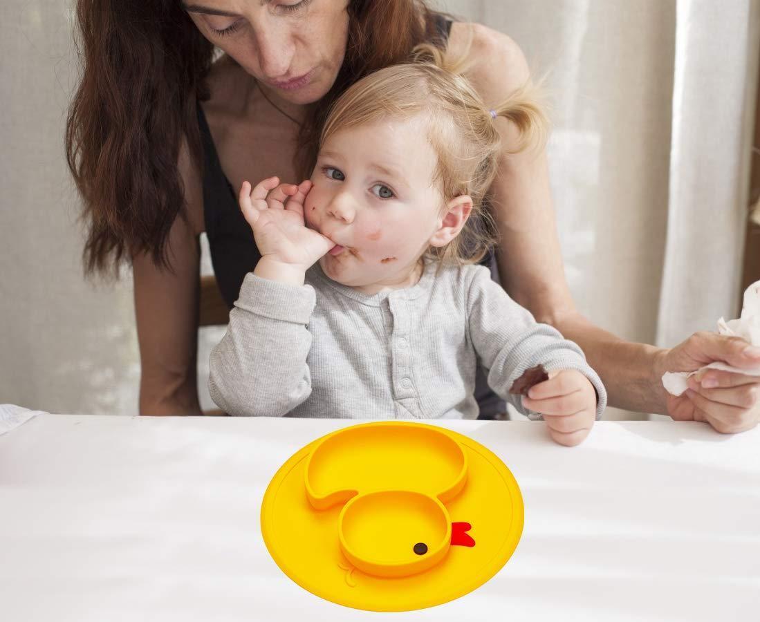 Babies Plate Silicone Babies Plates Suction Placemat Divided Dishes for Babies and Babiess One-Piece Strong Suction, BPA Free, Microwave Dishwasher secure