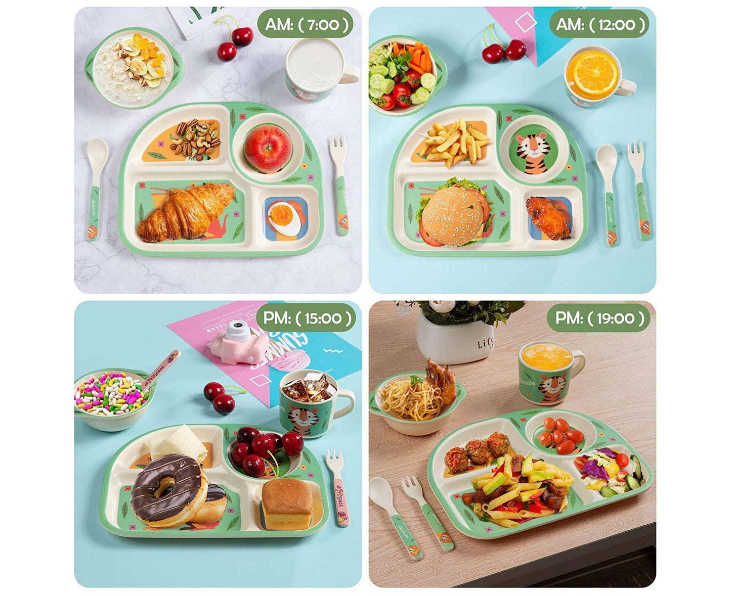 Bamboo Babies tableware set, 5-piece tableware set plate, bowl, spoon, fork, cup, recycled natural material bpa free