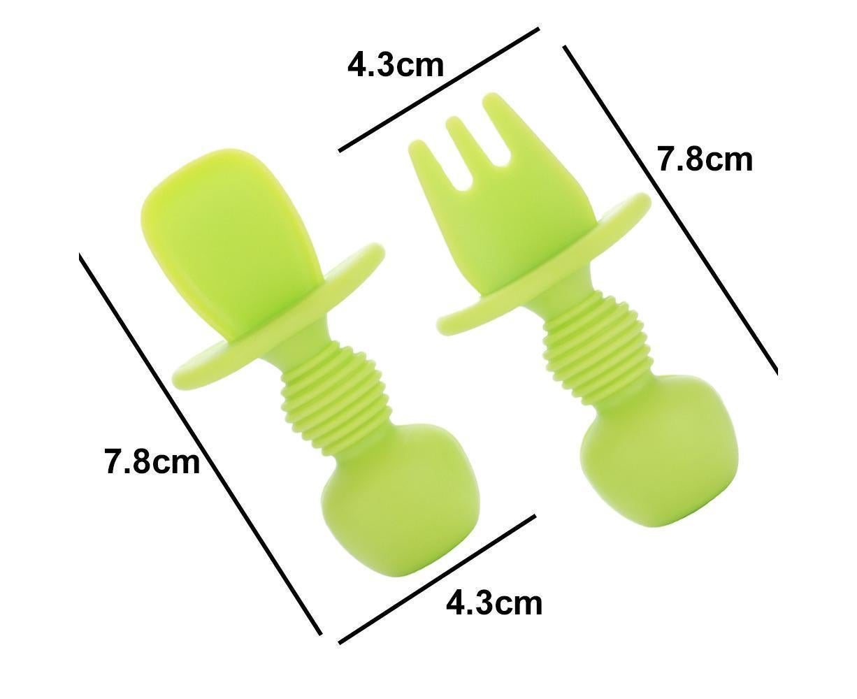 Babies Utensils Set - Silicone Babies Utensils - Anti-Choke Babies Spoon And Babies Fork Utensils Set