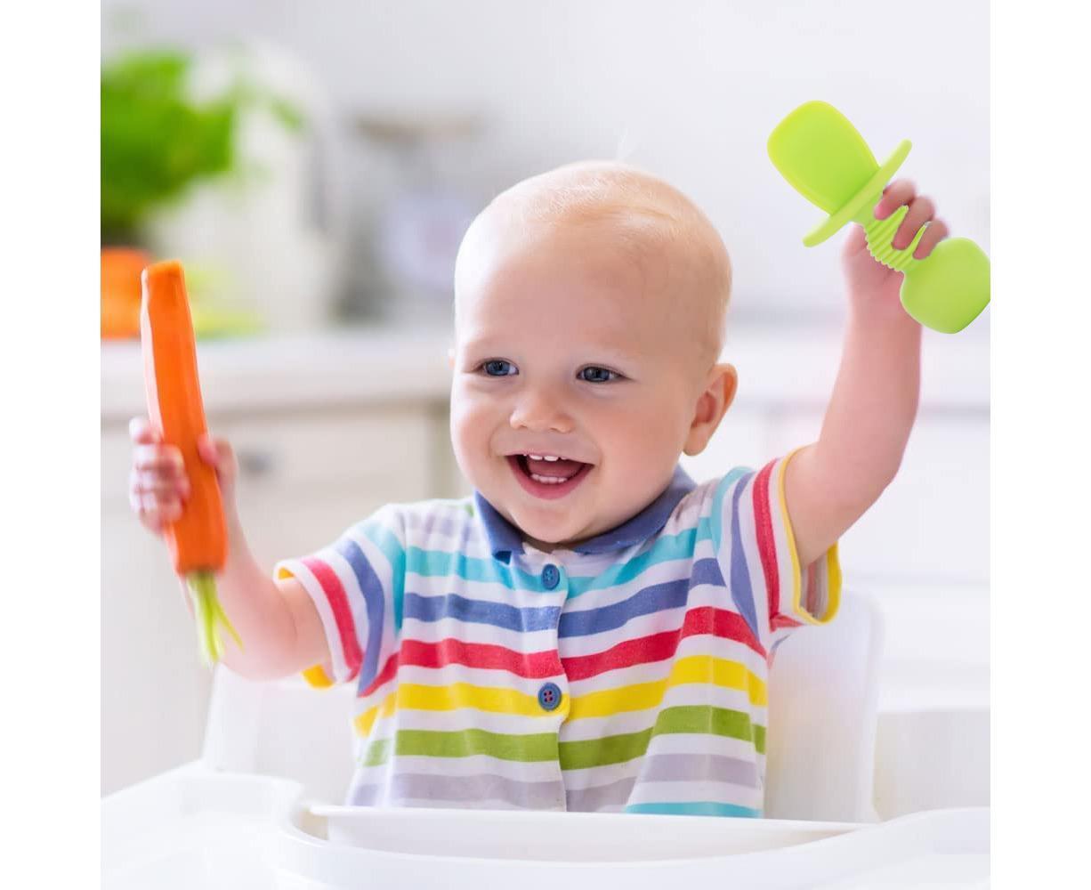Babies Utensils Set - Silicone Babies Utensils - Anti-Choke Babies Spoon And Babies Fork Utensils Set