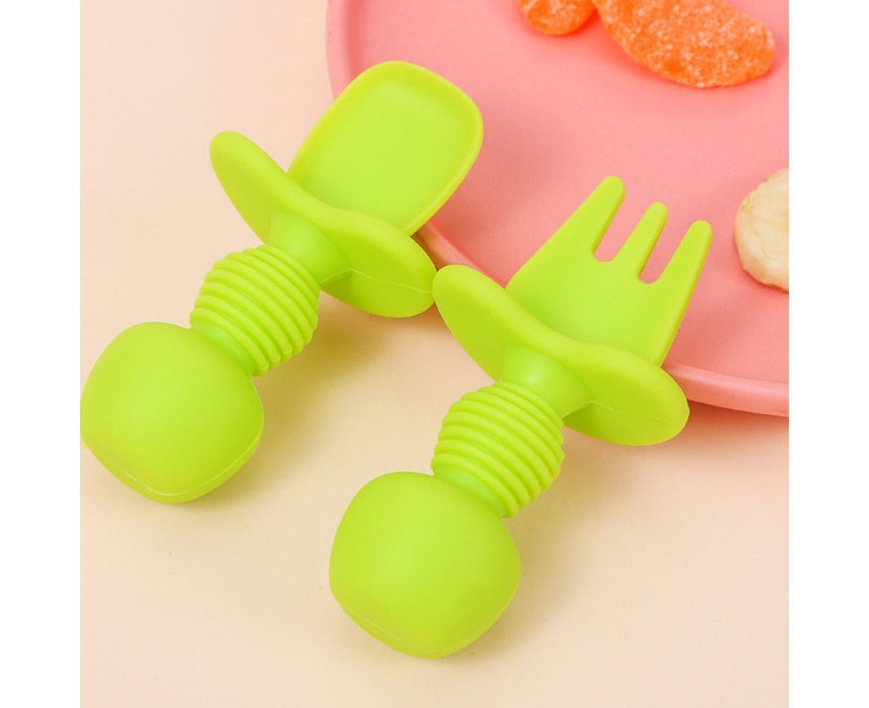Babies Utensils Set - Silicone Babies Utensils - Anti-Choke Babies Spoon And Babies Fork Utensils Set