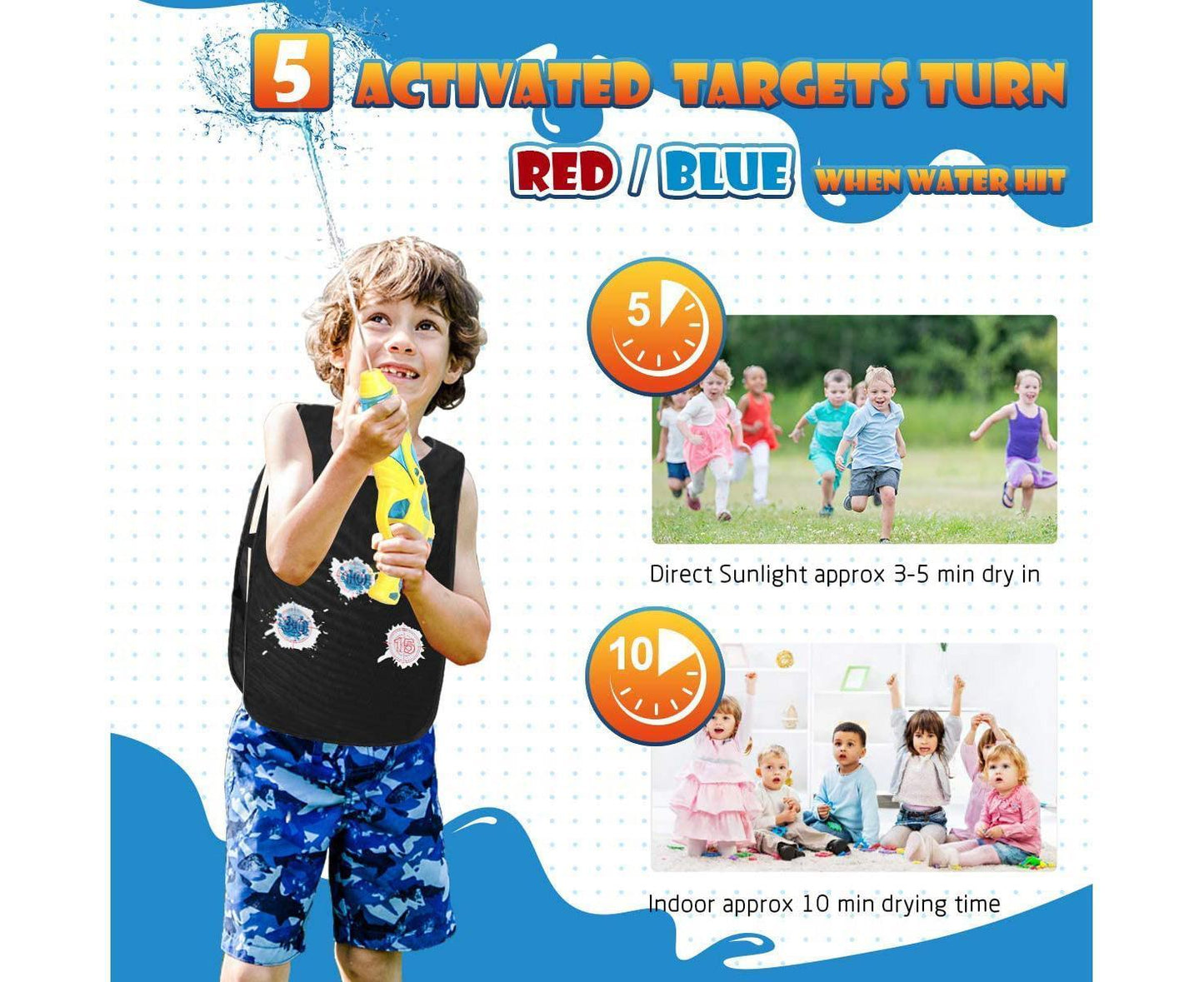 Water Guns Water Blaster Guns, Water Blaster Guns & Target Vests, Summer Pools Party Games Water Fight Play Fun Toys