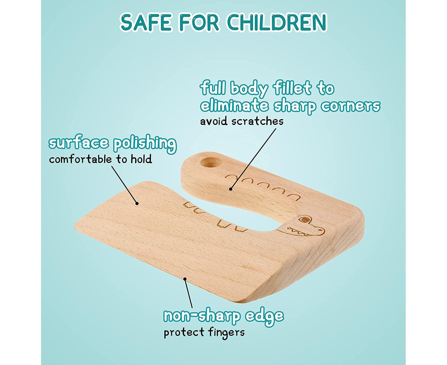 2 Pieces Wooden Babies Knife For Cooking, Babies secure Knives Wooden Babies Knife For Cooking And Cutting Veggies Fruits