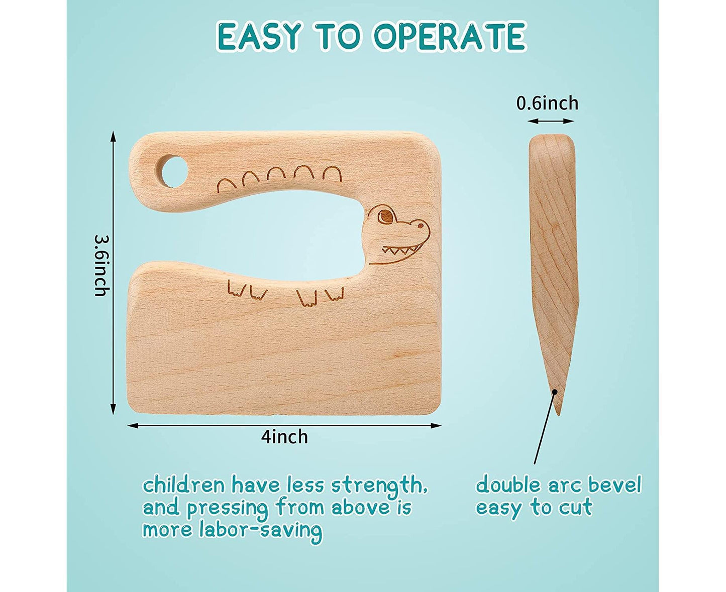 2 Pieces Wooden Babies Knife For Cooking, Babies secure Knives Wooden Babies Knife For Cooking And Cutting Veggies Fruits