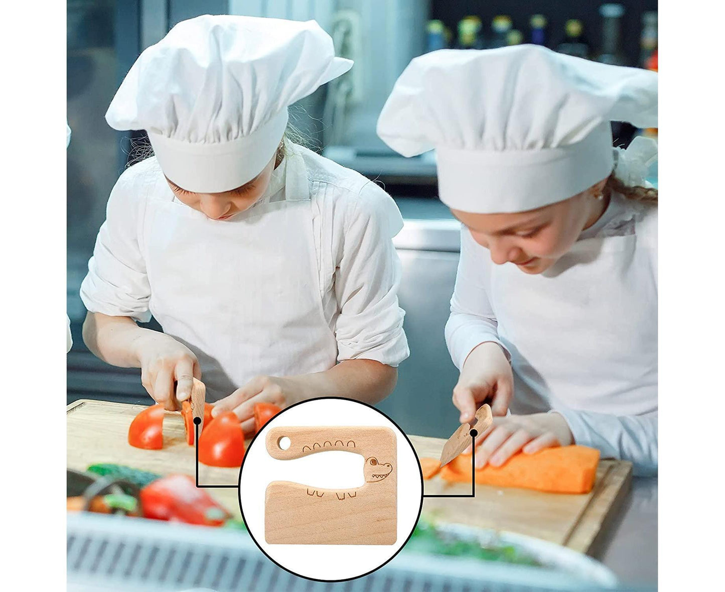 2 Pieces Wooden Babies Knife For Cooking, Babies secure Knives Wooden Babies Knife For Cooking And Cutting Veggies Fruits