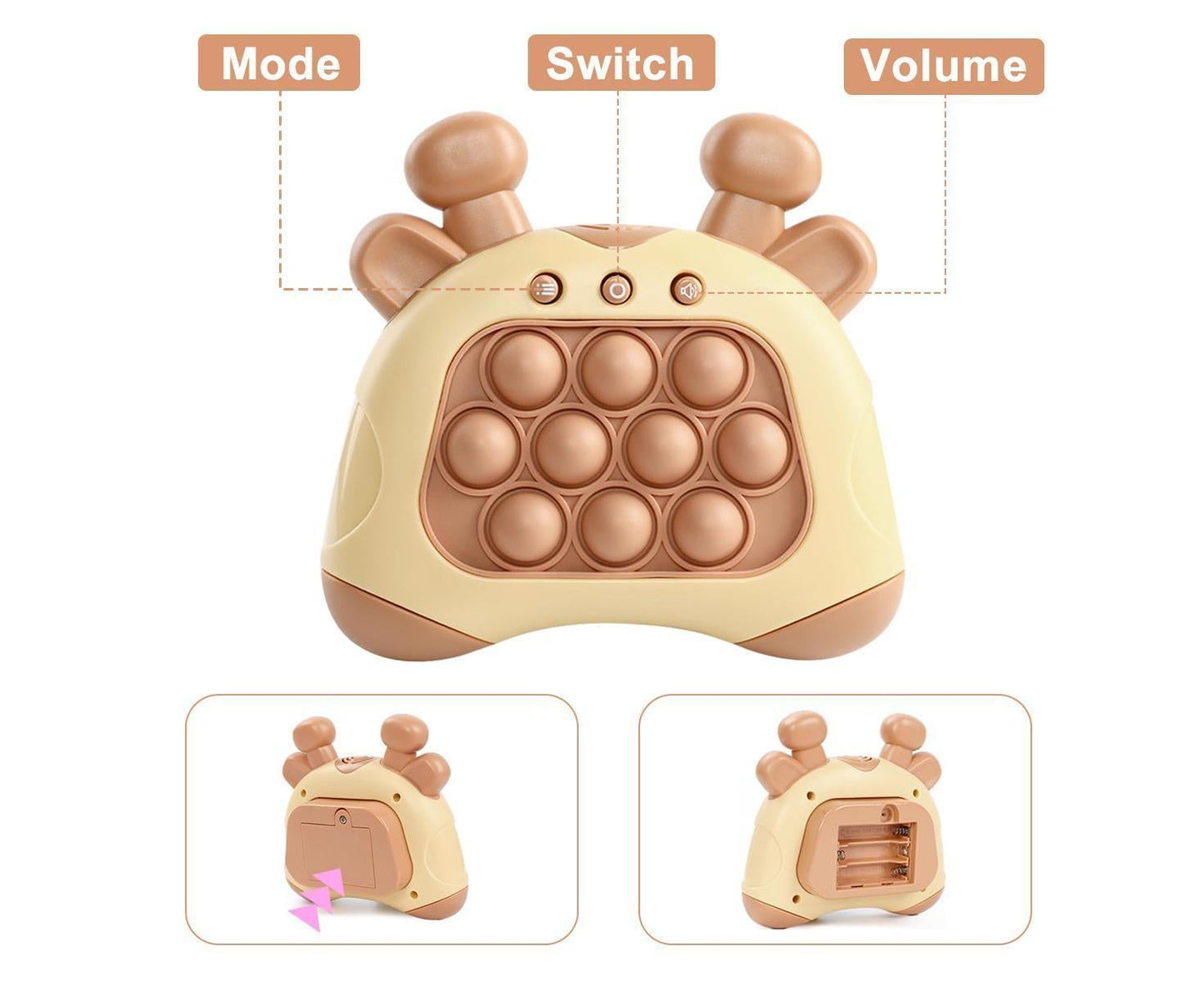 Finger Toys Fast Push Bubble Game- Fast Pop It Game, Bubble Pop Game,Interaction Pop Game Fidget Toy-Brown