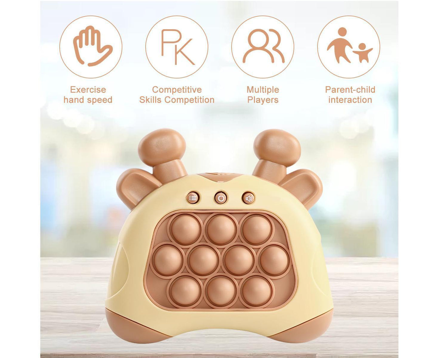 Finger Toys Fast Push Bubble Game- Fast Pop It Game, Bubble Pop Game,Interaction Pop Game Fidget Toy-Brown