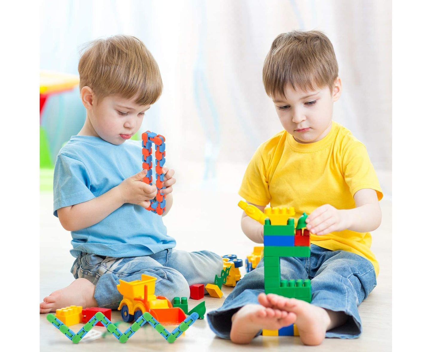 6 Pack 24 Links Wacky Tracks Snap and Click Fidget Toys, Finger Sensory Toys, Snake Puzzles