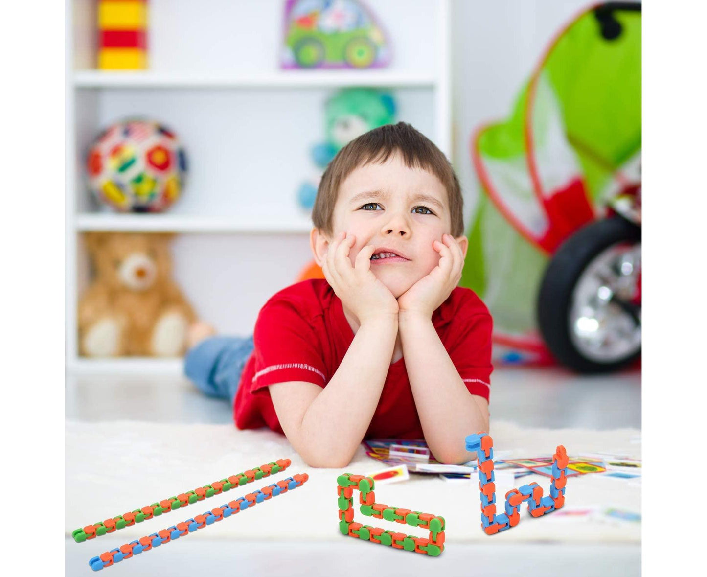 6 Pack 24 Links Wacky Tracks Snap and Click Fidget Toys, Finger Sensory Toys, Snake Puzzles