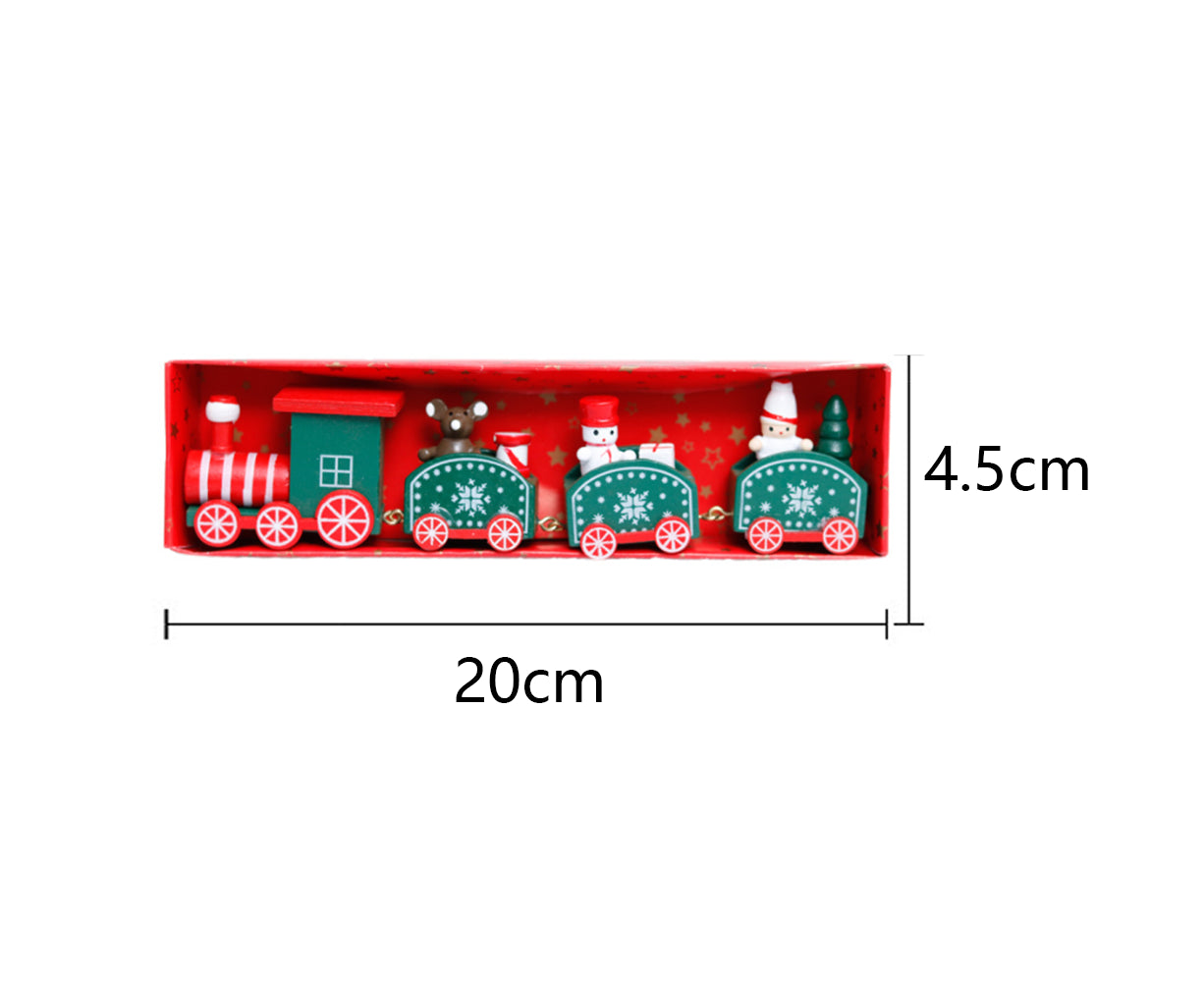 Wooden Christmas Train with 3 Carriages for Boys Girls Babies Festive Advent Calendar Decor Gift-Green