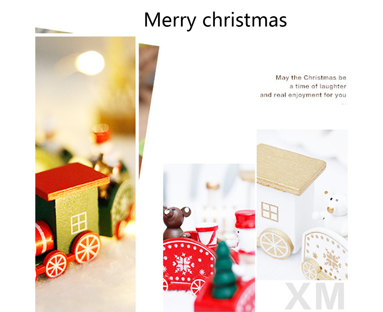 Wooden Christmas Train with 3 Carriages for Boys Girls Babies Festive Advent Calendar Decor Gift-Green