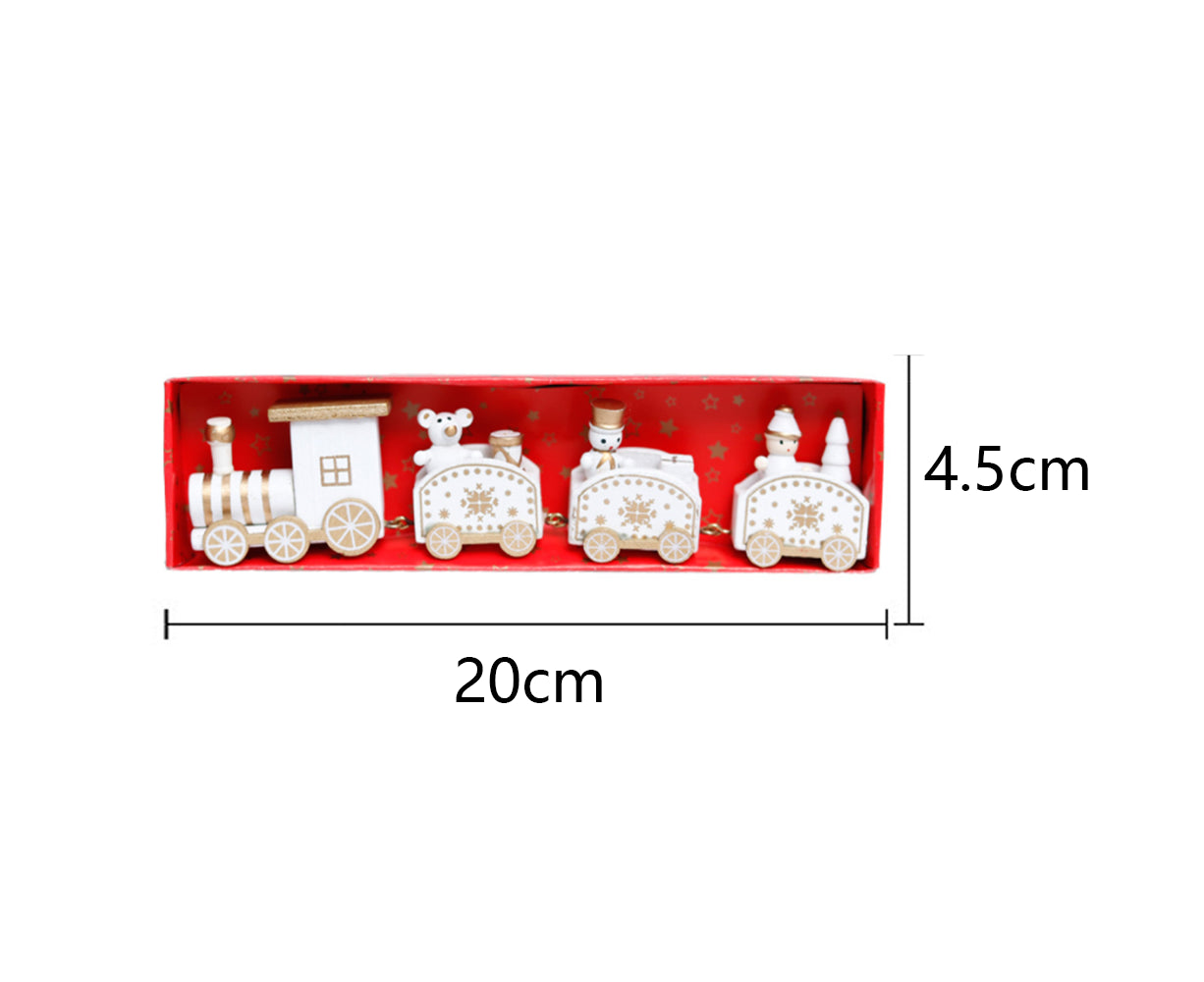 Wooden Christmas Train with 3 Carriages for Boys Girls Babies Festive Advent Calendar Decor Gift-White