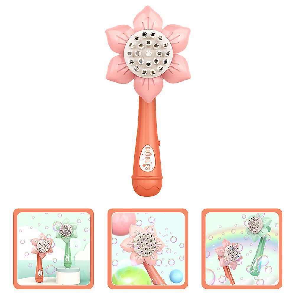 Sunflower Shape Bubble Machine Toy Portable Bubble Wand Toy Electric Bubble Blower Toy