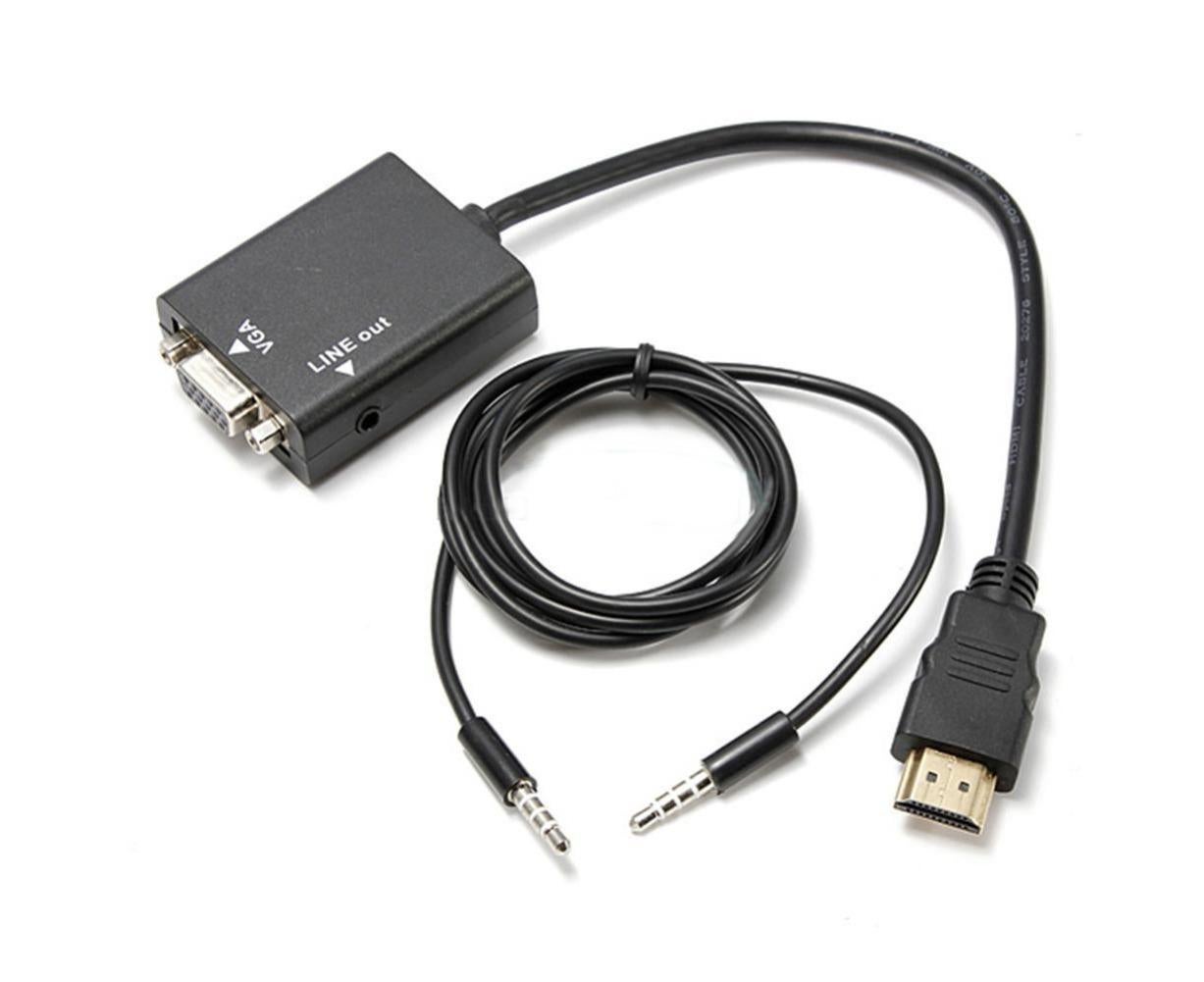 1080P HDMI-compatible to VGA Multi-Display Video Converter Adapter Cable for PC DVD HDTV - Black