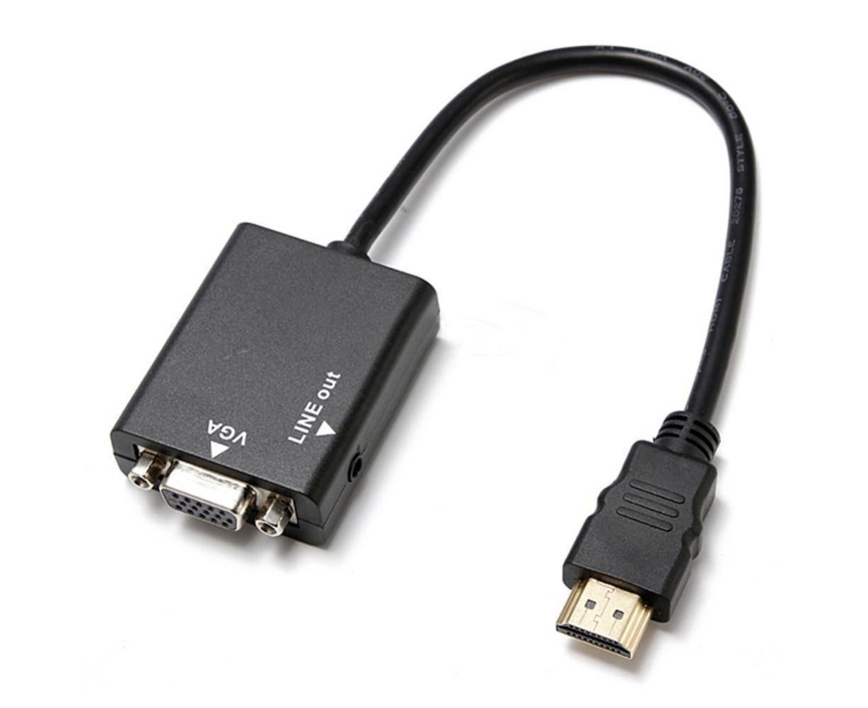 1080P HDMI-compatible to VGA Multi-Display Video Converter Adapter Cable for PC DVD HDTV - Black