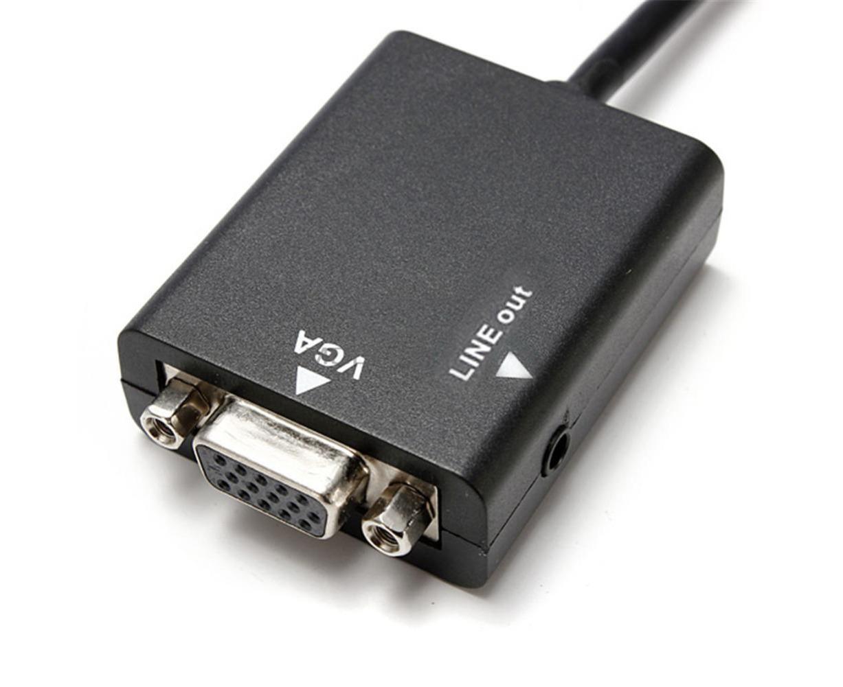 1080P HDMI-compatible to VGA Multi-Display Video Converter Adapter Cable for PC DVD HDTV - Black