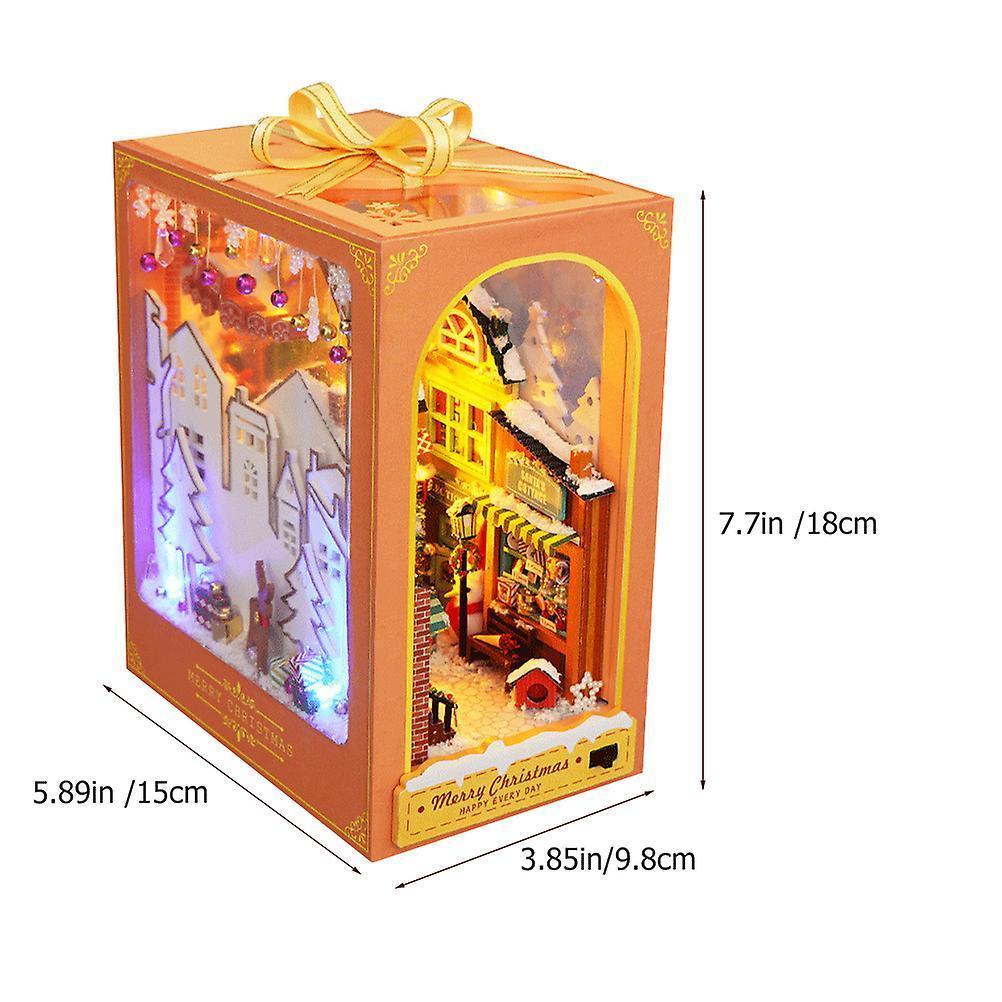1 Set Assembly Xmas Scene House Wooden Small House Model Ornament No Battery