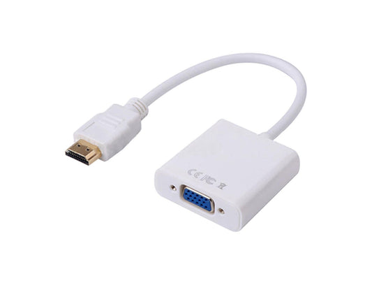 1080P VGA Male to HDMI-compatible Video Adapter Universal Gold Plated Female for PC HDTV - White
