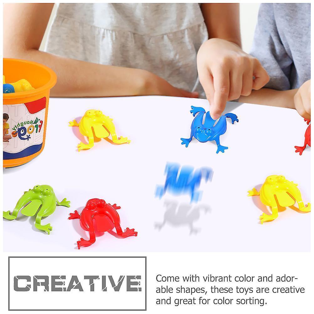 24pcs Press Frog Toys Plastic Frog Toys Finger Pressing Bouncing Frog Toys