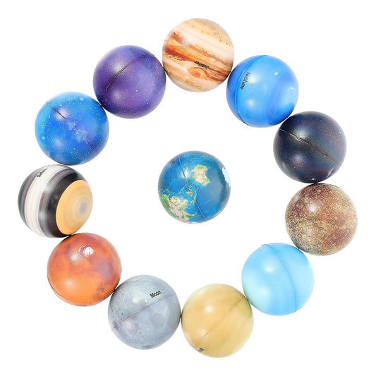 12 Pcs Squiz Toys Space Toys Planet Pattern Toy Solar System Balls Decompression Toy