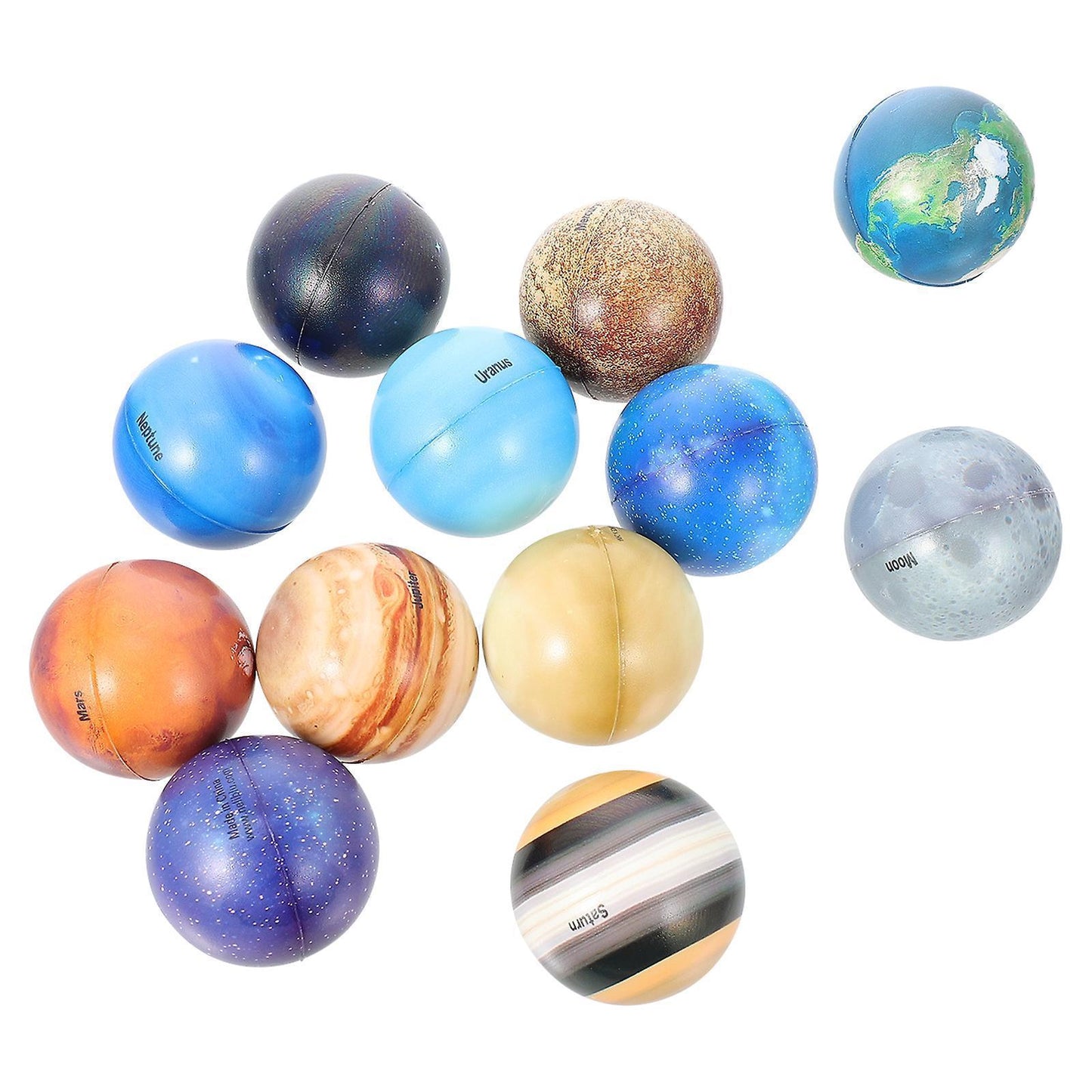 12 Pcs Squiz Toys Space Toys Planet Pattern Toy Solar System Balls Decompression Toy