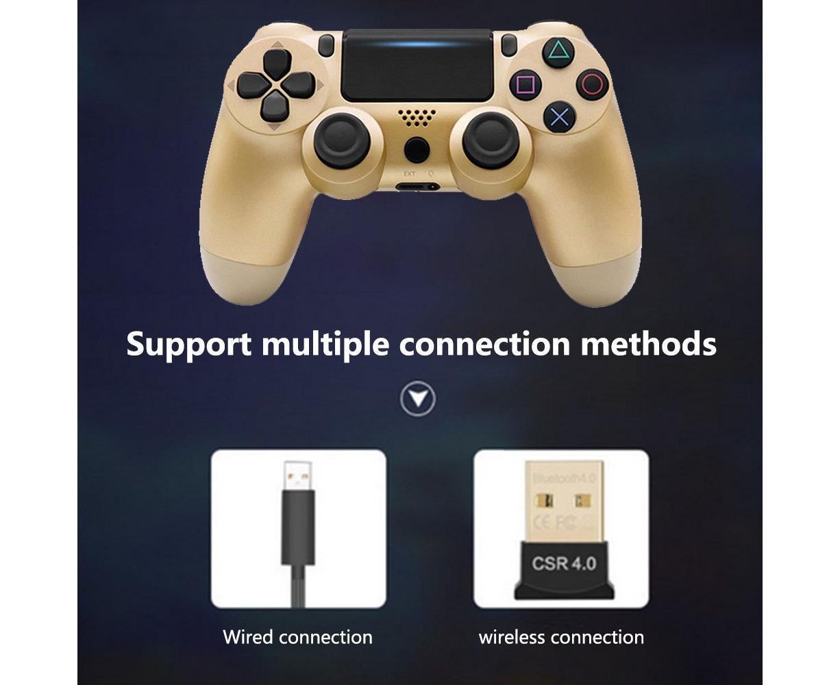 Wireless Game Controller Ps4 Controller Bluetooth Dual Head Head Handle Joystick Game Pad For The Game Console 4 - Gold