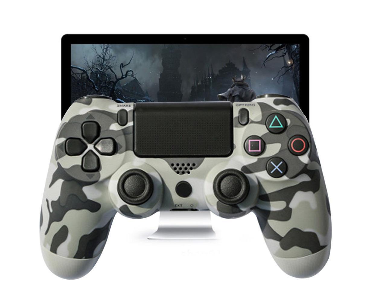 Wireless Game Controller Ps4 Controller Bluetooth Dual Head Head Handle Joystick Game Pad For The Game Console 4 - Gray camouflage