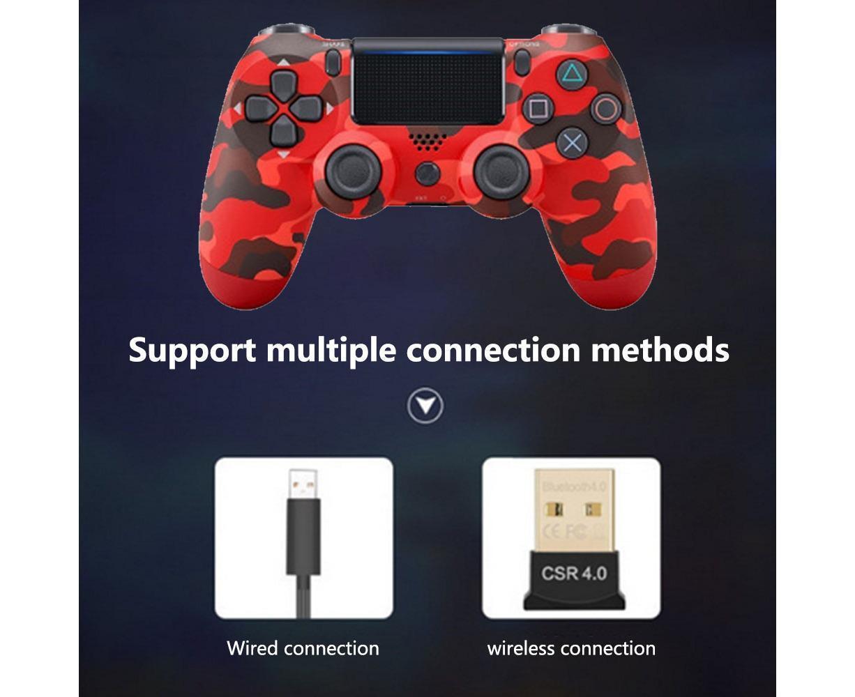 Wireless Game Controller Ps4 Controller Bluetooth Dual Head Head Handle Joystick Game Pad For The Game Console 4 - Red camouflage