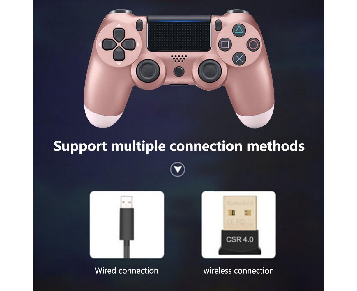Wireless Game Controller Ps4 Controller Bluetooth Dual Head Head Handle Joystick Game Pad For The Game Console 4 - Rose gold