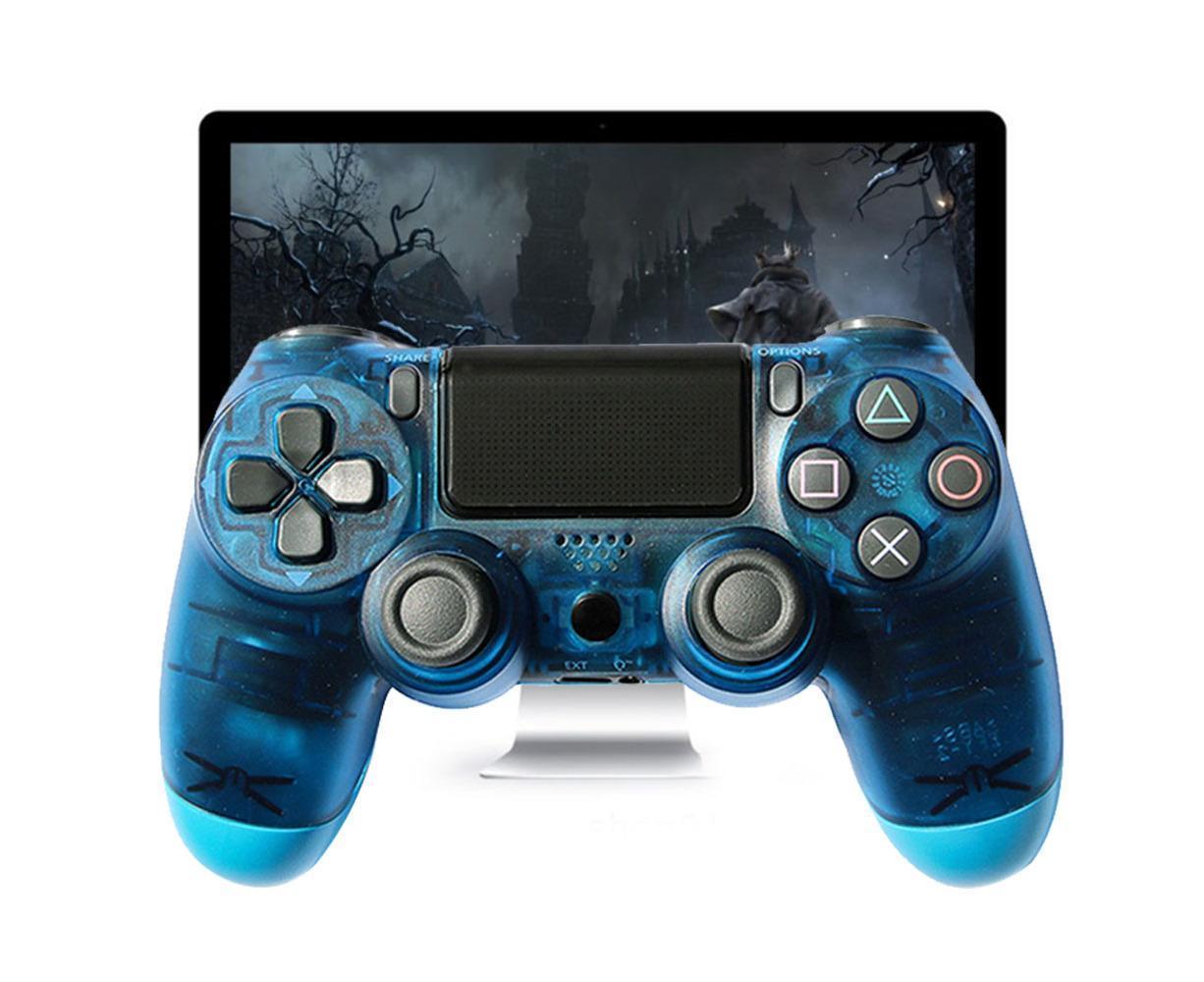Wireless Game Controller Ps4 Controller Bluetooth Dual Head Head Handle Joystick Game Pad For The Game Console 4 - Transparent blue